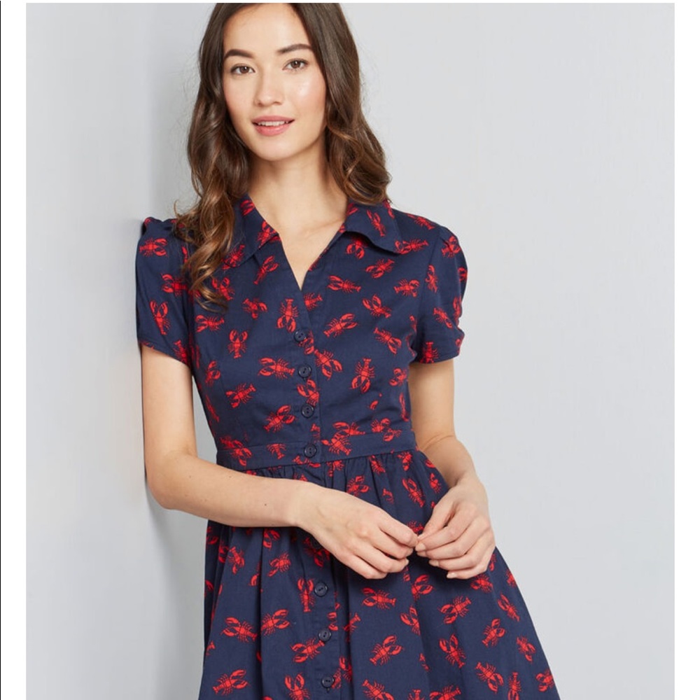 Lobster print button down dress modcloth